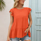 Women's Round Neck Flutter Sleeve Tiered Blouse