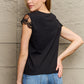 Lace Trim Cap Sleeve Blouse