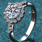 Women's 1 Carat Moissanite Rhodium-Plated Halo Ring