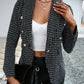 Plaid Double Breasted Long Sleeve Jacket