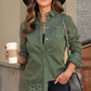 Women's Full Size Distressed Snap Down Denim Jacket