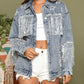 Fringe Detail Long Sleeve Denim Jacket