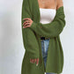 Open Front Dropped Shoulder Slit Cardigan