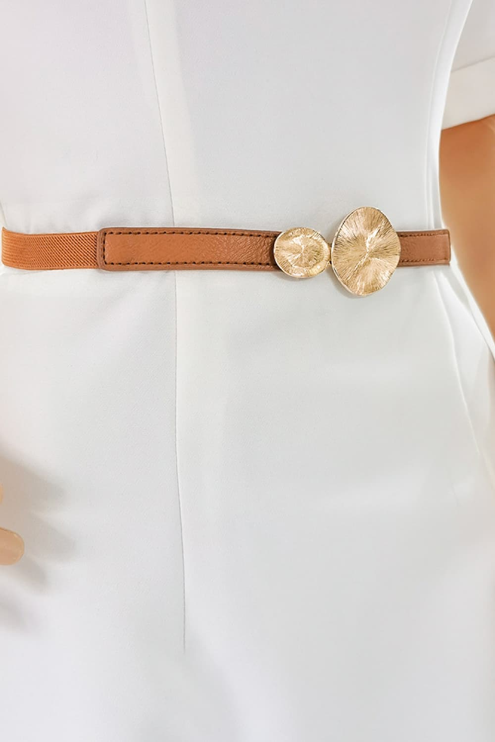 Black, Caramel, or Ivory One Size PU Leather Belt