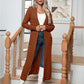Cable-Knit Open Front Cardigan with Pockets