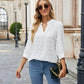 Swiss Dot Notched Neck Blouse