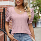 Eyelet Ruffled Round Neck T-Shirt