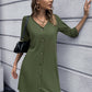Button Down V-Neck Mini Dress