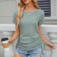 Eyelet Round Neck Short Sleeve T-Shirt