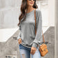 Quarter Button Dropped Shoulder Blouse