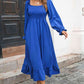Smocked Ruffle Hem Flounce Sleeve Dress