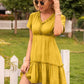Frill V-Neck Short Sleeve Ruffle Hem Dress