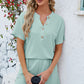 Adryane Jay Notched Button Detail Dropped Shoulder Top and Shorts Set