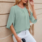 Round Neck Slit Half Sleeve Top