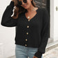 ZeldaMarie Button-Down Dropped Shoulder Ribbed Cardigan