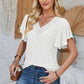 Eyelet Applique V-Neck Cap Sleeve T-Shirt