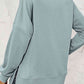 Round Neck  Dropped Shoulder Slit Sweatshirt