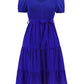 Smocked Tie Front Short Sleeve Tiered Dress
