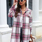 Penelope Plaid Belted Collared Neck Button Up Jacket