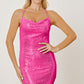 Women's DentaCosmo Sequin Spaghetti Strap Mini Wrap Dress