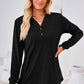 Notched Button Detail Long Sleeve T-Shirt