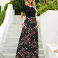 Full Size Printed Round Neck Short Sleeve Maxi Dress