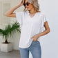 Women's JAYLEEN Full Size Notched Neck Flutter Sleeve Tee