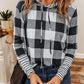 Plaid Drawstring Long Sleeve Hoodie