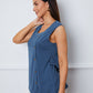 Square Neck Decorative Button Tank