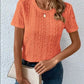 Eyelet Round Neck Short Sleeve T-Shirt