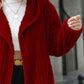 Open Front Ribbed Hooded Coat