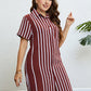 Women's Plus Size Agnetha Striped Short Sleeve Shirt Dress