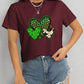 Heart Round Neck Short Sleeve T-Shirt