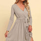 FULL SIZE Long Sleeve Tie Waist Ruffle Hem Dress