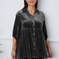 Velvet Tiered Button Up Collared Neck Shirt