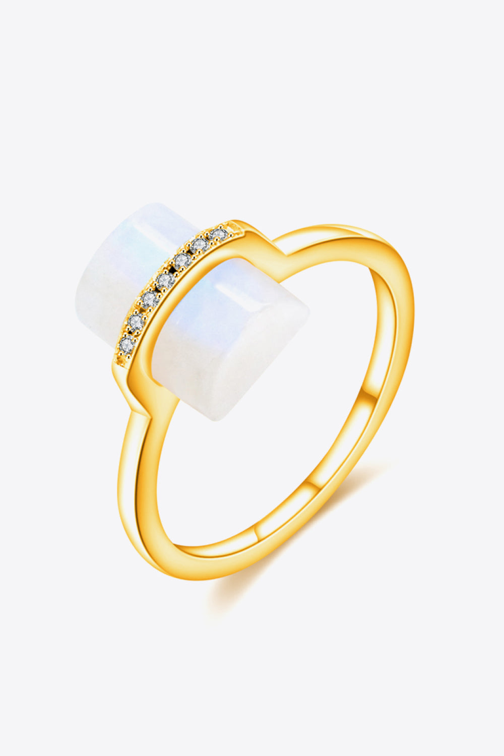 Women's Natural Moonstone Platinum-Plated Ring