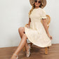 Women's Full Size Smocked Flounce Sleeve Ruffle Hem Dress