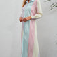 Full Size Rainbow Stripe Button-Up Maxi Shirt Dress