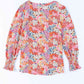 Floral Print Long Puff Sleeve Blouse