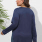 Plus Size Round Neck Long Sleeve Slit T-Shirt