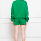 Comfy n' Cozy Round Neck Long Sleeve Sweatshirt and Drawstring Shorts Set