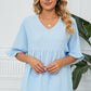 Peplum V-Neck Half Sleeve T-Shirt