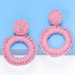 Round Shape Raffia Grass Dangle Earrings