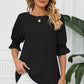 Frill Round Neck Lantern Sleeve T-Shirt
