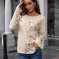 Butterfly Round Neck Dropped Shoulder Blouse