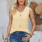 Eyelet Decorative Button V-Neck Tank
