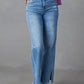 Slit Buttoned Jeans with Pockets