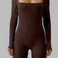 Square Neck Long Sleeve Active Romper