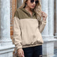 Pocketed Color Block Quarter Zip Hoodie