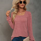 Full Size Heathered Square Neck Long Sleeve T-Shirt